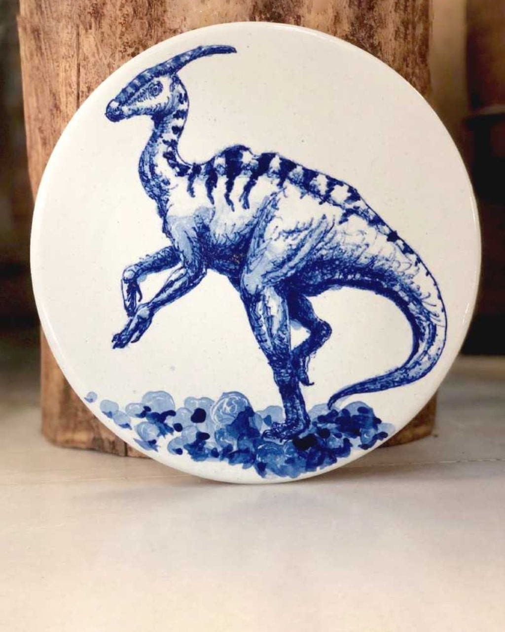 Plato de ceramica decorado_1 - Ceramic plate with dinosaur | Valexico | Online Store